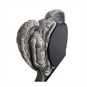 Statue commémorative traditionnelle en granit rouge d'Inde pour cimetière, utilisation extérieure - Product Image 6