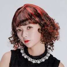 Perruque de cheveux de pont brun Halloween Wise Stage Wise avec ton rouge pour Wrog - Product Image 1