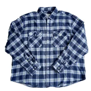 Men's 9 Colors Checked Shirts Custom Printed Long Sleeve Shirts High Quality Plaid Brushed Flannel Shirts