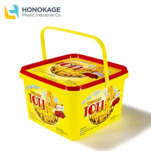 IML Eco Friendly Customer Logo Printed Square 3.5L Pp Plastic Cracker Container Biscuit Packaging Container Cookie Storage Box