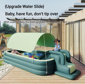 Piscine gonflable pliable extérieure avec toboggan pare-soleil pour jeux d'eau pour enfants prend en charge les leçons de <span class=keywords><strong>natation</strong></span> pour enfants - Product Image 2