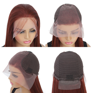 Parrucca anteriore in pizzo marrone rossastro HD capelli umani 13x6 <span class=keywords><strong>parrucche</strong></span> 180% capelli umani color onda a tutta densità parrucca frontale in pizzo rosso rame - Product Image 6