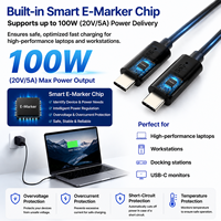 Câble USB-C vers USB-C LUNG KAY 20 Gbps PD 100W 5A USB 3.2 Gen 2x2 4K 144Hz pour MacBook Pro, SSD portable, OEM