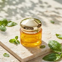 Pot cosmétique cylindrique rond en verre vide pour crème, 30G 50G 100G, avec couvercle à vis doré