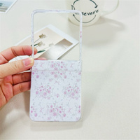 Coque de téléphone rose à imprimé floral mignon et girly avec nœud pour Samsung Galaxy Z Flip 7-3, avec breloque fleur et sangle perlée, protection intégrale