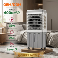 Refroidisseur d'air évaporatif portable d'extérieur, ventilateur mobile de type brumisateur avec roulettes, unité de refroidissement à eau glacée pour patio et cour