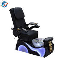 Fauteuil de pédicure électrique professionnel avec structure en acier inoxydable, bassin pour les pieds à LED, jets de massage, inclinaison réglable, pour salon de manucure et spa