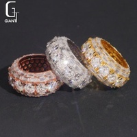 Bagues rotatives personnalisées en argent sterling 925 avec moissanite VVS, bagues pour hommes, hip hop, bijoux fins en moissanite, testeur de diamant passé