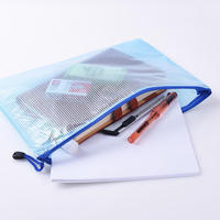 Bolsas de plástico A4 de colores transparentes para suministros de oficina, bolsa de malla promocional con cremallera, billetera con logotipo personalizado para gran organización de almacenamiento