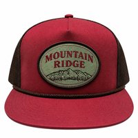 Gorra Trucker Bordada con Parche de Montaña, Malla Roja Borgoña, Estilo Dad Hat, Corona Alta, Retro, Unisex, Ajustable para Exteriores