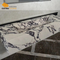 Moderne Calacatta Viola Marbre Double Lavabo Salle De Bains Vanité pour Home Hotel