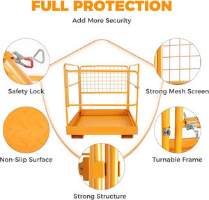 Carretilla elevadora <span class=keywords><strong>de</strong></span> Metal fuerte, jaulas <span class=keywords><strong>de</strong></span> seguridad diseñadas plegables, cesta elevadora para hombre <span class=keywords><strong>de</strong></span> 36x36 pulgadas, horquillas <span class=keywords><strong>de</strong></span> palé, plataforma <span class=keywords><strong>de</strong></span> trabajo sin ruedas - Product Image 4