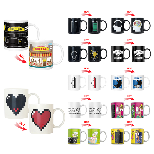 Custom Office Promotional Gift Advertising Hot Temperature Water Ceramics Sensitive Magic Coffee Color Change Mug Cup with logo