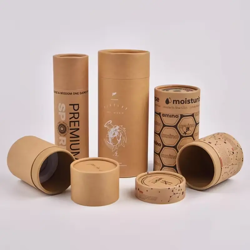 Изготовленный на заказ цилиндрический картонный порошковый контейнер для чая кофе овсяная бумажная трубка для упаковки пищевой бумаги
