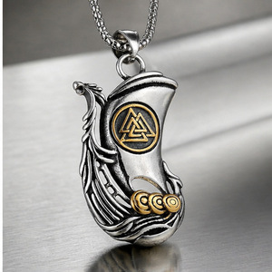 yunnique Viking Ship Pendant Necklace Stainless Steel Unisex Gift Jewelry Geometric Wings Design JD215 - Product Image 2