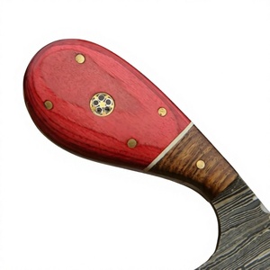 Couteau de chasse personnalisable en acier Damas à lame fixe pour le camping en plein air avec manche en bois et étui en cuir DIY OEM - Product Image 3