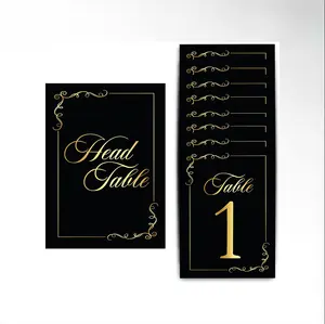 Custom Gold Foil Table Numbers 1-30 And Head Table Card Wedding Place Seating Cards Black And Gold Table Numbers Cards