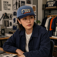 Gorra de 5 Paneles de Perfil Bajo con Puntada Creativa en Bloque, Envío Rápido para Marcas de Ropa Indie con Etiqueta Personalizada