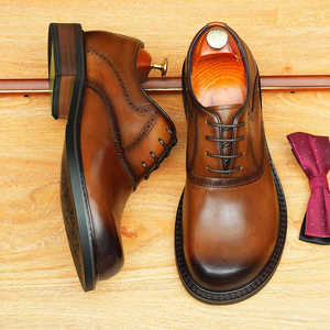 Chaussures habillées formelles italiennes en cuir véritable avec couture norvégienne, chaussures Derby à lacets en daim, fabriquées à la main, chaussures pour hommes - Product Image 5