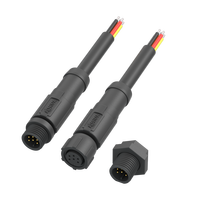 AHUA Fil électrique à souder personnalisé Connecteur de panneau mâle M08 1A DC Power Plug Overmold Female Cable Connector IP67 6Pin