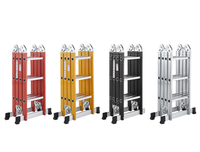 Échelle télescopique multifonctionnelle moderne en aluminium robuste, type chevron, 4x2 4x6, plateforme pliable, capacité 200 kg, extensible jusqu'à 12 pieds