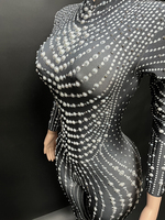 Produk Tren NOVANCE 2023 Kedatangan Baru Bodysuit Lengan Panjang Mutiara Hitam Pakaian Afrika untuk Pesta Klub Malam