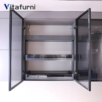 Vitafurni Nouveau Panier de Rangement Électrique Motorisé Intelligent pour Meuble de Cuisine 900mm, 2 Niveaux, avec Éclairage LED