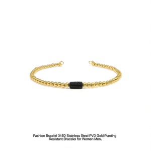 Fashion <b>Beaded</b> <b>Bracelet</b> 316L Stainless Steel PVD Gold Plating Sustainable Resistant <b>Bracelet</b> for Women <b>Men</b> - Product Image 2