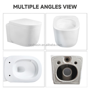 Inodoro suspendido de cerámica Yingjie con descarga Eddy de un orificio, 510x370x500mm, salida al suelo (P-trap) de 180mm de altura, proveedor para proyectos de villas y baños. - Product Image 3