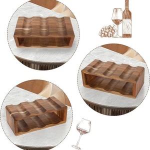 Wooden Double Layer Wine Rack <b>Tabletop</b> Display Shelf For 4 Bottles Simple Design - Product Image 1