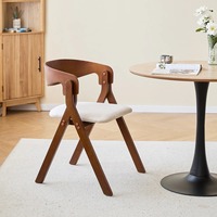 Chaise de salle à manger en bois simple et moderne DISHI, style italien minimaliste, avec accoudoirs hauts et revêtement en tissu, pour la maison, les restaurants et les hôtels.