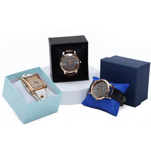 Boîte d'emballage de montre de luxe personnalisée avec logo en relief, en carton gris rigide haut de gamme avec doublure en éponge, noir et rouge, fournie directement par l'usine - Product Image 5