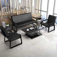 Canapé de bureau moderne en fer, trois places, avec table basse pour la réception et les réunions, ensemble de bancs pour espace lounge