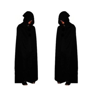 Cape à capuche noire pour adulte Halloween, longue cape de sorcier vampire pour fête et performance scénique - Product Image 5