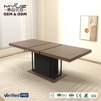 Table à manger extensible rectangulaire MYUZ OEM 2026 pour 6 à 10 personnes, en bois et noir, assemblée, 160-200 cm