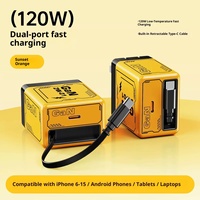 Chargeur de téléphone portable à charge rapide 120W en nitrure de gallium Type-C PD 3.0 avec protection OTP et câble télescopique