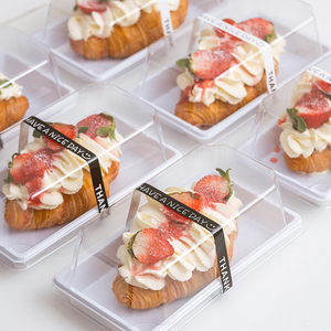 Tùy chỉnh có thể tái chế hình chữ nhật tráng miệng bánh bao bì hộp đưa ra hộp bánh với nắp rõ ràng nhựa hộp bánh ngọt trong suốt - Product Image 2