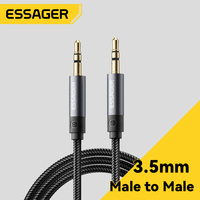 Cable de Audio Essager ES-YP26 Plug and Play Hifi Gold de 3.5 mm Macho a Macho para Micrófono, Altavoz, Coche, Conector Auxiliar de 3.5 mm para Teléfono y Auriculares