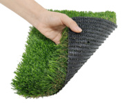 Karpet Rumput Buatan Hanwei Bentuk Gelombang Double PP PE Kualitas Bagus Karpet Rumput Olive 50mm/40mm Tahan Api untuk Sepak Bola
