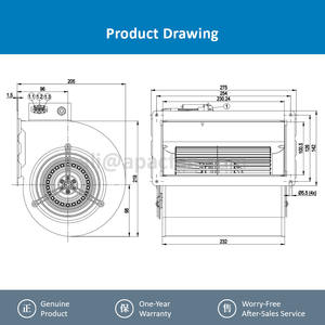 For D4E146-AA07-25 146mm 230VAC 0.54A 128W 1100RPM Full <b>Metal</b> Centrifugal Cooling <b>Fan</b> Free Standing OEM Ball Bearing - Product Image 4