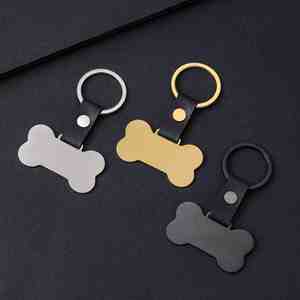 Customized Stainless Steel Keychain Laser Engraved Bone Shape With <b>Pet</b> Dog Company Logo Metal Crafts - Product Image 1