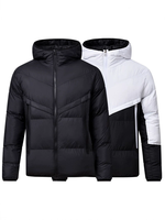 Veste d'hiver longue pour homme, de haute qualité, à capuche, rembourrée en coton épais et chaud, veste de football, veste d'extérieur noire avec logo personnalisé