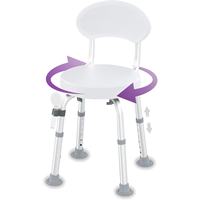 360 °   Chaise de douche pivotante antidérapante avec dossier pour personnes âgées et handicapées, banc de bain rotatif réglable pour seniors