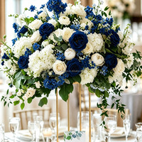 Boule de fleurs artificielle en soie bleue et blanche de luxe moderne et simple de haute qualité pour la décoration de mariage