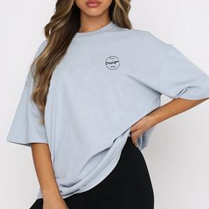 JL418A T-Shirt Oversize Stampate di Alta Qualità in Morbido Cotone 180GSM per Donne, T-Shirt Oversize Grigie con Spalle Scese - Product Image 3