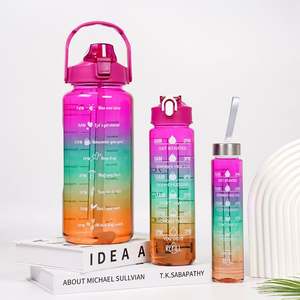 Nouvelle Collection 2026 : Lot de 3 Bouteilles d'Eau Motivationnelles en Plastique Dégradé avec Marqueur de Temps – Idéales pour la Gym et le Fitness - Product Image 1