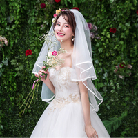 Voile de fiançailles Double en maille suisse, bijou de mariée de haute qualité, élégant, mariage, accessoires, vente en gros,