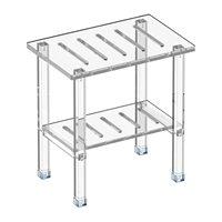 Table d'appoint de salle de bain compacte multifonctionnelle en acrylique moderne avec égouttoir intégré et étagère de rangement pour articles de toilette et objets quotidiens