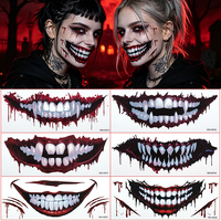 Autocollant de tatouage buccal pour farces d'Halloween, dents de vampire 3D réalistes, accessoires de déguisement pour fête