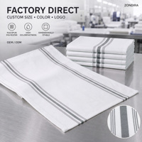 Servilleta de Mesa para Restaurante, Hotel, Comercial, de Poliéster Hilado Teñido, Reutilizable, Hecha a Mano, con Rayas Grises de 240 g/m², Personalizable OEM